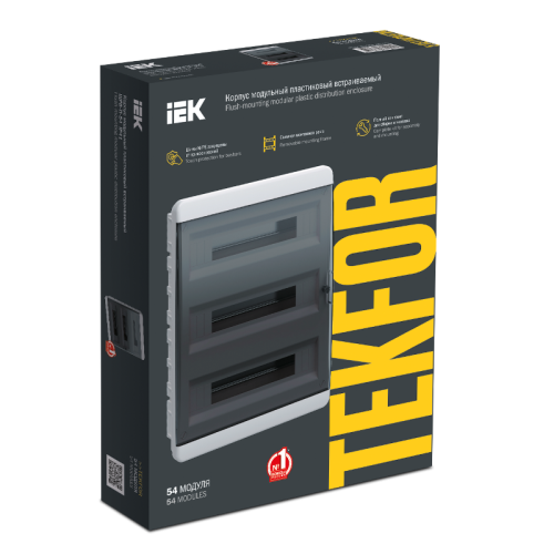 TEKFOR Корпус пласт. ЩРВ-П-54 IP41 черн. прозр. дверь IEK