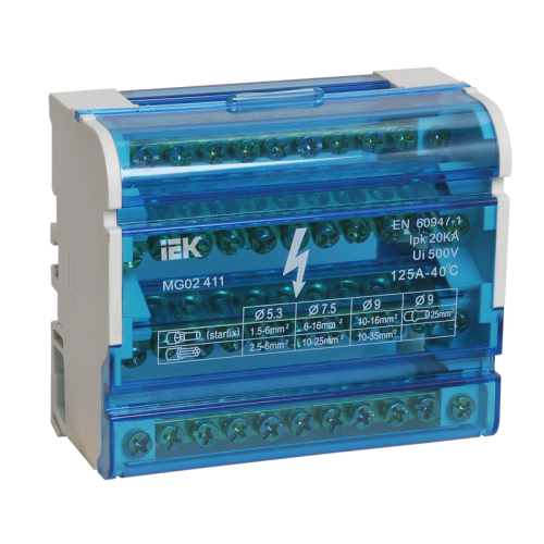 Шины на DIN-рейку в корпусе (кросс-модуль) ШНК 4х11 3L+PEN ИЭК