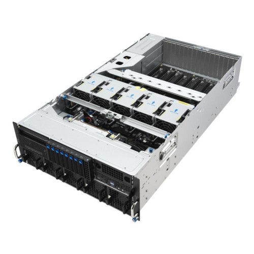 Серверная платформа/ ASUS ESC8000A-E13P, 4U, 2x  SP5 (LGA 6096),24x DDR5 6400, 8x 2.5'' hsb NVME, up to 14x PCIe*, 2x M.2 22110 NVME, 1x 2-port 10Gbe RJ-45 Intel 710 LAN, up to 8 dual-slot GPUs, 3+1 3200W