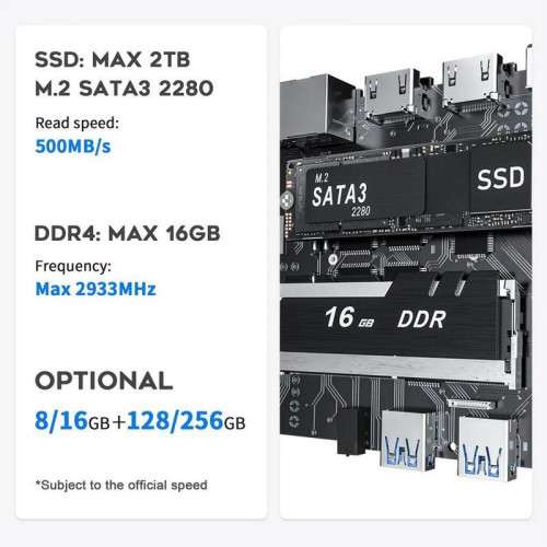 Мини-компьютер Beelink MINI S, CPU: Intel® Celeron® N5095 Processor , 4C/4T , GPU : Intel® UHD Graphics , 8GB DDR4 RAM  128GB SSD , Wi-Fi 5 ; Bluetooth 5.0; LAN 1000M