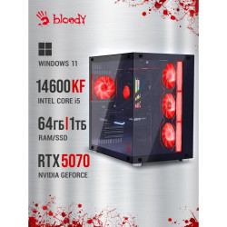 ПК Bloody BD-PC CZ79C3 MT i5 14600KF (3.5) 32Gb SSD1Tb RTX5070 12Gb Windows 11 Home 64 2.5xGbitEth WiFi BT 850W черный (RUS) (2129071)