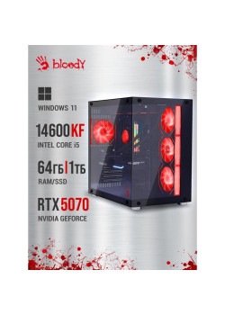 ПК Bloody BD-PC CZ79C3 MT i5 14600KF (3.5) 32Gb SSD1Tb RTX5070 12Gb Windows 11 Home 64 2.5xGbitEth WiFi BT 850W черный (RUS) (2129071)