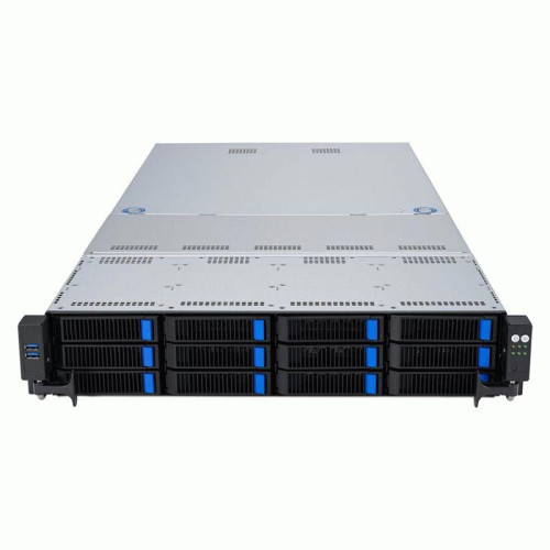 Серверная платформа/ ASUS RS521A-E12-RS12U, 2U, 1 x  SP5 (LGA 6096) 4th/5th gen AMD EPYC (STD HS up to 400W), 24 x DIMM slots DDR5 (6400/5600 with 9005 series, 4800 with 9004 series), Up to 5xPCIe Gen5 + 1 OCP3.0, 12 x 3.5