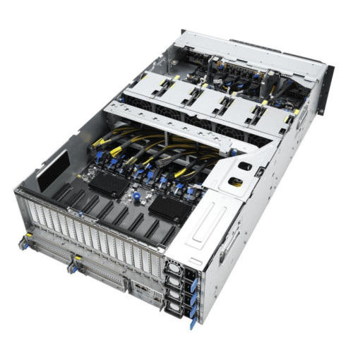Серверная платформа/ ASUS ESC8000A-E13P, 4U, 2x  SP5 (LGA 6096),24x DDR5 6400, 8x 2.5'' hsb NVME, up to 14x PCIe*, 2x M.2 22110 NVME, 1x 2-port 10Gbe RJ-45 Intel 710 LAN, up to 8 dual-slot GPUs, 3+1 3200W