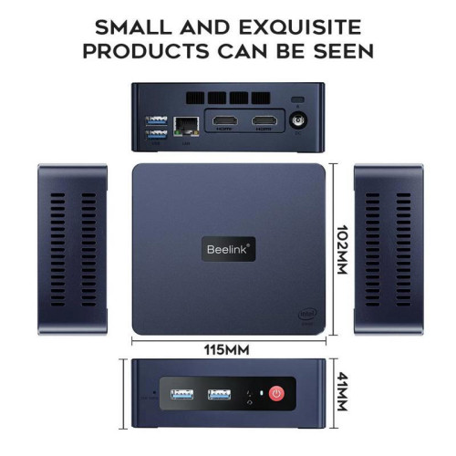Мини-компьютер Beelink MINI S, CPU: Intel® Celeron® N5095 Processor , 4C/4T , GPU : Intel® UHD Graphics , 8GB DDR4 RAM  128GB SSD , Wi-Fi 5 ; Bluetooth 5.0; LAN 1000M