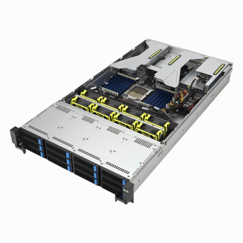 Серверная платформа/ ASUS RS521A-E12-RS12U, 2U, 1 x  SP5 (LGA 6096) 4th/5th gen AMD EPYC (STD HS up to 400W), 24 x DIMM slots DDR5 (6400/5600 with 9005 series, 4800 with 9004 series), Up to 5xPCIe Gen5 + 1 OCP3.0, 12 x 3.5