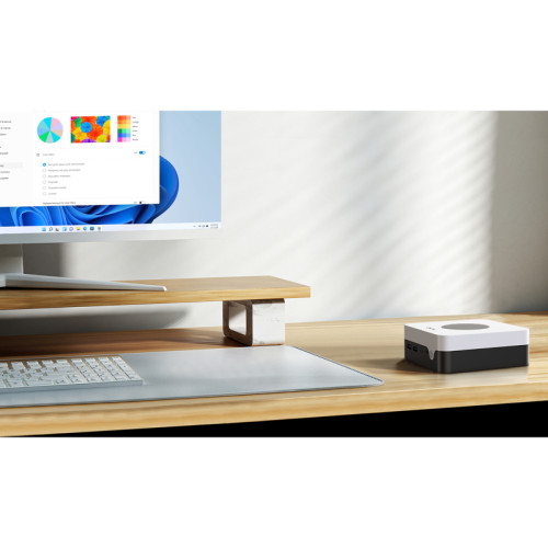 Chuwi LarkBox X  Intel N-series N150(0.8Ghz)/12288Mb/512SSDGb/Int:Intel UHD Graphics/BT/WiFi/war 1y/0.4kg/Grey+White/Win11Pro + USB2.0*2/USB3.2*2/Type-C*1/HDMI*1/DP*1/RJ45*2/WIFI6,BT5.2/bracket