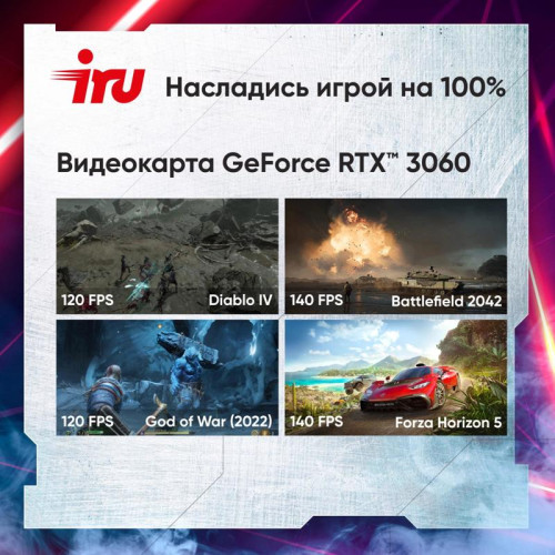 ПК IRU Game 310H6GE MT i5 12400F (2.5) 16Gb SSD512Gb RTX3060 12Gb Free DOS GbitEth 650W черный (2000612)