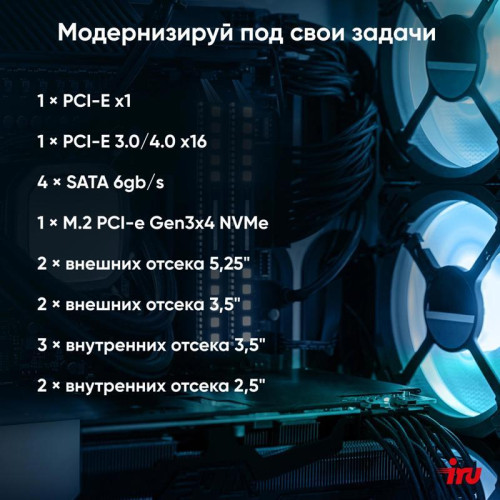 ПК IRU Planio 310H6SEV MT i5 12400 (2.5) 8Gb SSD512Gb UHDG 730 FreeDOS GbitEth 400W черный (RUS) (2113512)