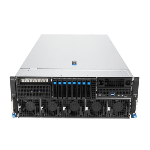 Серверная платформа/ ASUS ESC8000A-E13P, 4U, 2x  SP5 (LGA 6096),24x DDR5 6400, 8x 2.5'' hsb NVME, up to 14x PCIe*, 2x M.2 22110 NVME, 1x 2-port 10Gbe RJ-45 Intel 710 LAN, up to 8 dual-slot GPUs, 3+1 3200W