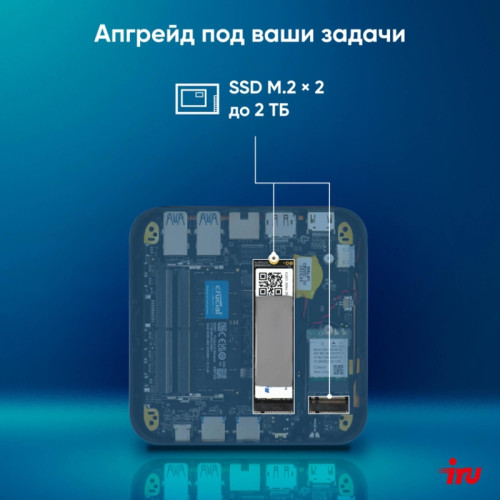 Неттоп IRU Tactio 525 Ryzen 5 6600H (3.3) 16Gb SSD512Gb 660M без ОС GbitEth WiFi BT 120W черный (RUS) (2164267)
