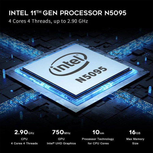 Мини-компьютер Beelink MINI S, CPU: Intel® Celeron® N5095 Processor , 4C/4T , GPU : Intel® UHD Graphics , 8GB DDR4 RAM  128GB SSD , Wi-Fi 5 ; Bluetooth 5.0; LAN 1000M