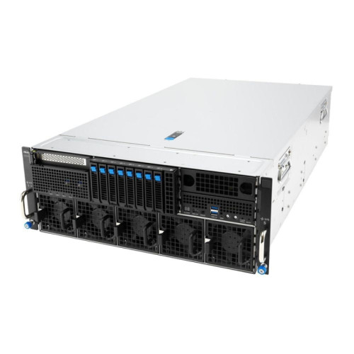 Серверная платформа/ ASUS ESC8000A-E13P, 4U, 2x  SP5 (LGA 6096),24x DDR5 6400, 8x 2.5'' hsb NVME, up to 14x PCIe*, 2x M.2 22110 NVME, 1x 2-port 10Gbe RJ-45 Intel 710 LAN, up to 8 dual-slot GPUs, 3+1 3200W