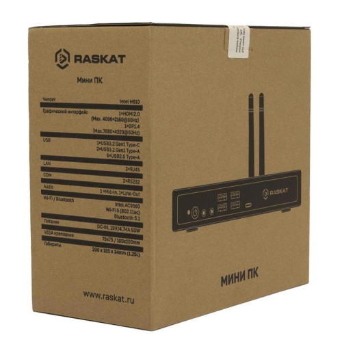 Неттоп Raskat Standart 307 SFF i3 12100 (3.3) 8Gb SSD512Gb UHDG 730 без ОС 2xGbitEth WiFi BT 90W черный (RUS) (STANDART307168807)