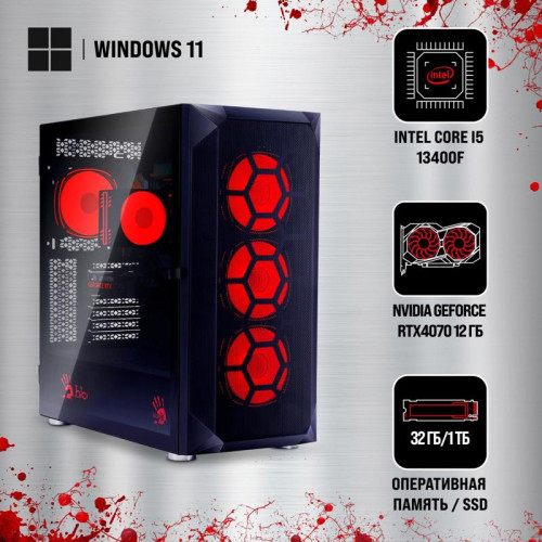 ПК Bloody BD-PC CB76C2 MT i5 13400F (2.5) 32Gb SSD1Tb RTX4070 12Gb Windows 11 Home 64 GbitEth 650W черный (2086002)
