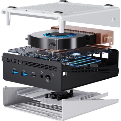 Chuwi Ubox  AMD Ryzen 5 6600H(3.3Ghz)/16384Mb/512PCISSDGb/Int:AMD Radeon 660M/BT/WiFi/war 1y/1.35kg/Iron Gray/Win11Pro + DDR5 (SODIMM MAX 64GB)(RAM slot*2)/USB2.0*1/USB3.2G1*3/Type-C*1(DP,PD)/HDMI*1/DP*1/RJ45*2/WIFI6,BT5.