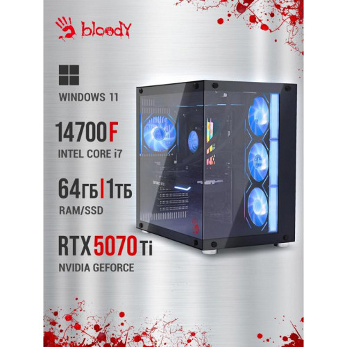 ПК Bloody BD-PC CZ79C3 MT i7 14700KF (3.4) 64Gb SSD1Tb RTX5070Ti 16Gb Windows 11 Home 64 GbitEth 850W черный (RUS) (2129080)