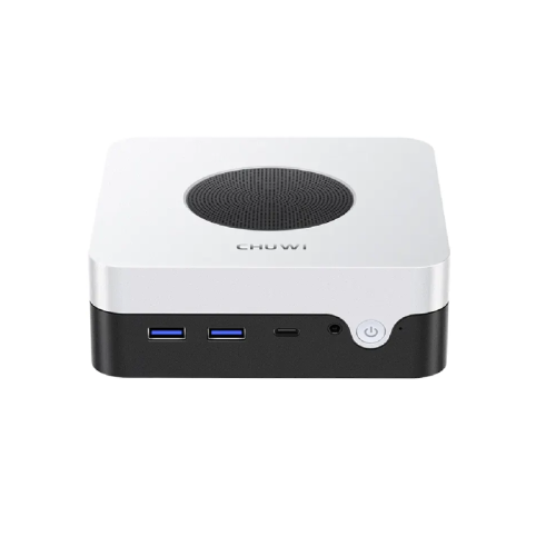 Компьютер/ Chuwi LarkBox X  Intel N-series N100(0.8Ghz)/12288Mb/512SSDGb/Int:Intel UHD Graphics/BT/WiFi/war 1y/0.4kg/Grey+White/Win11Pro + USB2.0*2/USB3.2*2/Type-C*1/HDMI*1/DP*1/RJ45*2/WIFI6,BT5.2/bracket