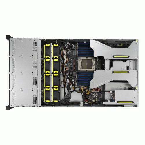 Серверная платформа/ ASUS RS521A-E12-RS12U, 2U, 1 x  SP5 (LGA 6096) 4th/5th gen AMD EPYC (STD HS up to 400W), 24 x DIMM slots DDR5 (6400/5600 with 9005 series, 4800 with 9004 series), Up to 5xPCIe Gen5 + 1 OCP3.0, 12 x 3.5