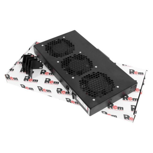 Модуль вентиляторный Rem (R-FAN-3K-1U-9005) 3 вент. с контроллером черный (упак.:1шт)