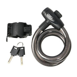 Замок тросовый велосипедный Deli DL508061 10*1000 мм, два ключа, держатель на раму