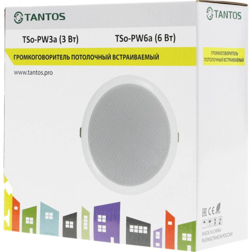 Громкоговоритель Tantos TSo-PW6a потолочный 6Вт белый (00-00026408)