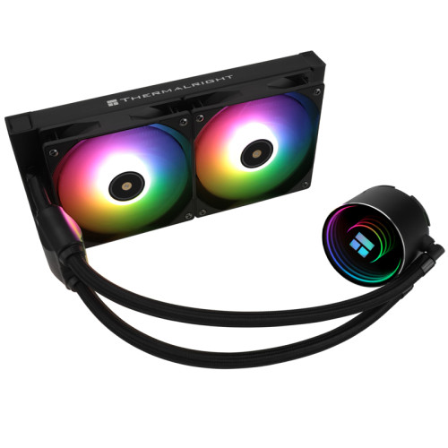 Водяное охлаждение для процессора/ Thermalright Frozen Notte 240 Black Argb V2 (240mm, Black, ARGB/ Fans: 2x120mm, 72.37CFM, 27.7dBA, 2000RPM/ Pump height 54mm, 28dBA, 5300RPM, Rad thickness 27mm/ S: 1200, 1700, 1851, 2011, 2066, 115X, AM2, AM2+, AM3, AM3 Водяное охлаждение для процессора/ Thermalright Frozen Notte 240 Black Argb V2 (240mm, Black, ARGB/ Fans: 2x120mm, 72.37CFM, 27.7dBA, 2000RPM/ Pump height 54mm, 28dBA, 5300RPM, Rad thickness 27mm/ S: 1200, 1700, 1851, 2011, 2066, 115X, AM2, AM2+, AM3, AM3