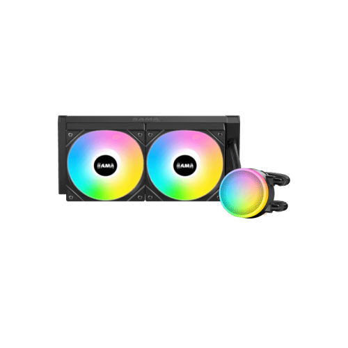 Водяное охлаждение для процессора/ Water Cooling System SAMA L40 Black (240mm, Black, ARGB/ Fans: 2x120mm, 82.79CFM, 29dBA, 2000RPM/ Pump height 52mm, 29dBA, 2500RPM, Rad thickness 27mm/ S: 1851, 1700, 1200, 20XX, 115X, AM5, AM4)
