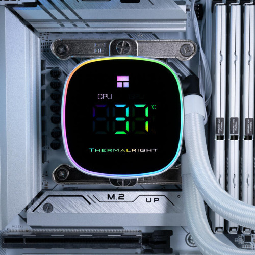 Система жидкостного охлаждения/ Water Cooling System Thermalright Frozen Horizon 240 Digital (240mm, LED temp., White, ARGB/ Fans: 2x120mm, 68.9CFM, 28.2dBA, 2000RPM/ Pump height 53.2mm, Rad thickness 27mm/ S: 1700, 1200, 1851, 115X, AM5, AM4)