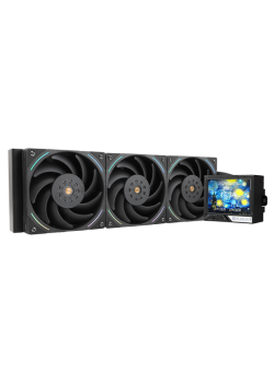 Водяное охлаждение для процессора/ Water Cooling System Thermalright Mjolnir Vision 360 (360mm, LED, Black, ARGB/ Fans: 3x120mm, 69CFM, 27dBA, 2150RPM/ Pump height 65mm, Rad thickness 27mm/ S: 1700, 1200, 1851, 115X, 2011, 2066, AM5, AM4)