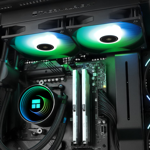 Водяное охлаждение для процессора/ Thermalright Frozen Notte 240 Black Argb V2 (240mm, Black, ARGB/ Fans: 2x120mm, 72.37CFM, 27.7dBA, 2000RPM/ Pump height 54mm, 28dBA, 5300RPM, Rad thickness 27mm/ S: 1200, 1700, 1851, 2011, 2066, 115X, AM2, AM2+, AM3, AM3 Водяное охлаждение для процессора/ Thermalright Frozen Notte 240 Black Argb V2 (240mm, Black, ARGB/ Fans: 2x120mm, 72.37CFM, 27.7dBA, 2000RPM/ Pump height 54mm, 28dBA, 5300RPM, Rad thickness 27mm/ S: 1200, 1700, 1851, 2011, 2066, 115X, AM2, AM2+, AM3, AM3