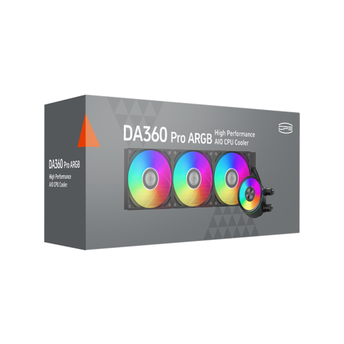 Система охлаждения/ PCCooler DA360 Pro ARGB BK (300W, 360mm, Black, ARGB/ Fans: 3x120mm, 75.8CFM, 33.7dBA, 2200RPM/ Pump height 57mm, 28dBA, 3000RPM, Rad thickness 27mm/ S: 1851, 1700, 1200, 20XX, 115X, AM5, AM4)