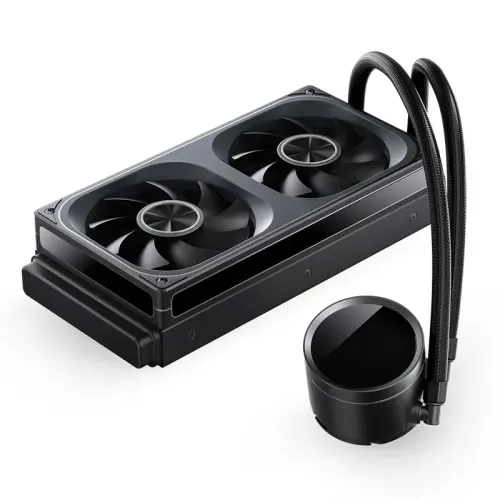 Система жидкостного охлаждения/ Water Cooling System JONSBO TH-240 Black (260W, 240mm, LED temp., Black, ARGB/ Fans: 2x120mm, 62.4CFM, 37.3dBA, 2400RPM/ Pump height 72mm, 30dBA, 2400RPM, Rad thickness 27mm/ S: 1851, 1700, 1200, 115X, AM5, AM4)