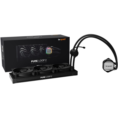 Водяное охлаждение для процессора/ Water Cooling System be quiet! PURE LOOP 2 360mm (280W, 360mm, Black, ARGB Pump/ Fans: 3x120mm, 59.6CFM, 36.8dBA, 2100RPM/ Pump height -mm, -dBA, 5500RPM, Rad thickness 27mm/ S: 1851, 1700, 1200, 115X, AM5, AM4)