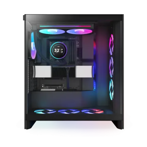 Система жидкостного охлаждения для ПК/ Water Cooling System NZXT Kraken Elite 280 RGB (250W, 280mm, LED temp., Black/ Fans: 2x140mm, 98.61CFM, 34.5dBA, 2000RPM/ Pump height 65mm, 2800RPM, Rad thickness 27mm/ S: 1851, 1700, 1200, 115X, AM5, AM4)