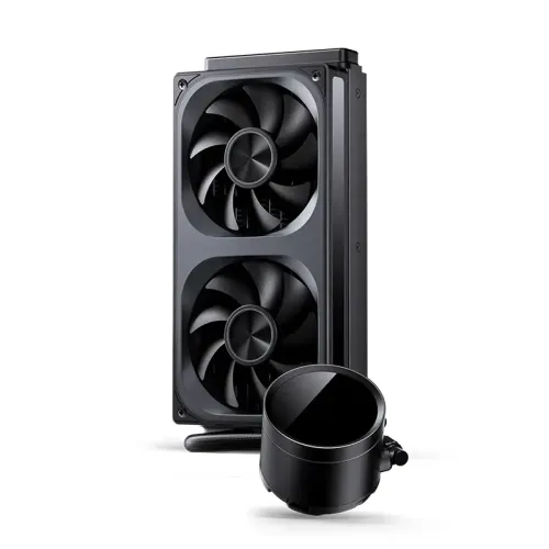 Система жидкостного охлаждения/ Water Cooling System JONSBO TH-240 Black (260W, 240mm, LED temp., Black, ARGB/ Fans: 2x120mm, 62.4CFM, 37.3dBA, 2400RPM/ Pump height 72mm, 30dBA, 2400RPM, Rad thickness 27mm/ S: 1851, 1700, 1200, 115X, AM5, AM4)