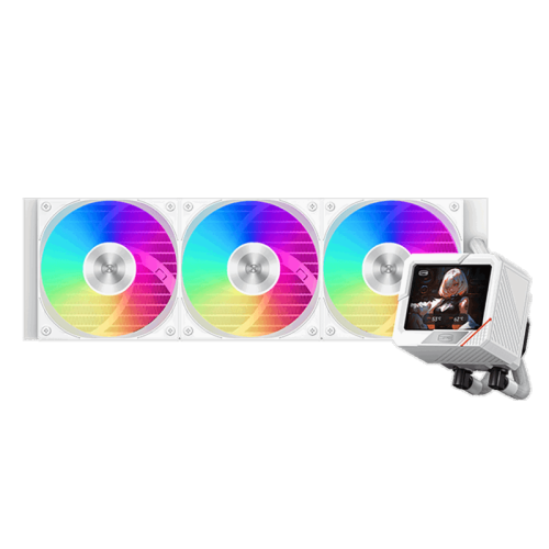 Система охлаждения/ Water Cooling System PCCooler GT360 ARGB Display WH  (310W, 360mm, LED temp., White, ARGB/ Fans: 3x120mm, 99CFM, 41.5dBA, 3000RPM/ Pump 15dBA, 2600RPM, Rad thickness 27mm/ S: 1851, 1700, 1200, 115X, AM5, AM4)