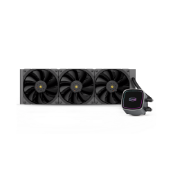 Система охлаждения/ Water Cooling System PCCooler DE360 BK (310W, 360mm, Black, ARGB Pump/ Fans: 3x120mm, 71.86CFM, 33.8dBA, 1850RPM/ Pump height 55mm, 28dBA, 3200RPM, Rad thickness 27mm/ S: 1851, 1700, 1200, 20XX, 115X, AM5, AM4)