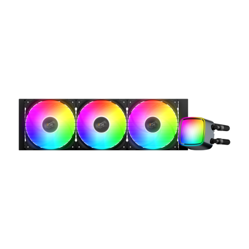 Система жидкостного охлаждения/ Water Cooling System Geometric Future Eskimo Pro 360 (240W, 360mm, ARGB, Black/ Fans: 3x120mm, 80.81CFM, 34.2dBA, 2000RPM/ Pump height 54mm, 3200RPM, Rad thickness 27mm/ S: 1851, 1700, 1200, 115X, 2011, 2066, AM5, AM4)