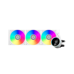 Система охлаждения/ Water Cooling System PCCooler DA360 Pro ARGB Digital WH (300W, 360mm, LED temp., White, ARGB/ Fans: 3x120mm, 75.8CFM, 33.7dBA, 2200RPM/ Pump height 57mm, 28dBA, 3000RPM, Rad thickness 27mm/ S: 1851, 1700, 1200, 20XX, 115X, AM5, AM4)