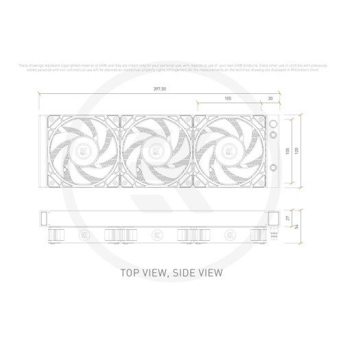 Система охлаждения/ EKWB Liquid system EK-Nucleus AIO CR360 Dark (360mm, 4-Pin PWM, Black, fans 120x3, 36dB,  Intel LGA: 1150, 1151, 1155, 1156, 1200, 2011, 2011-3, 2066 + Next-gen Intel Socket, 1700, AMD AM4, AM5)