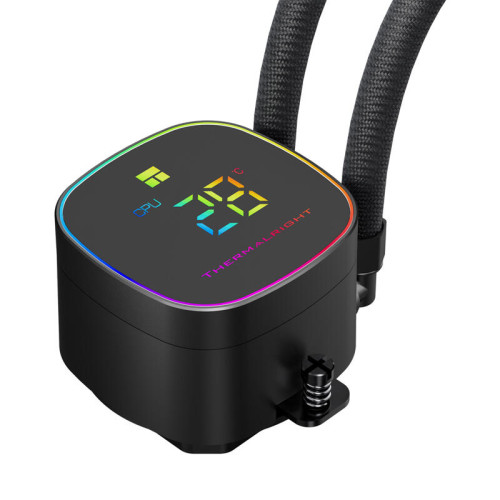 Система жидкостного охлаждения/ Water Cooling System Thermalright Frozen Horizon 240 Digital (240mm, LED temp., Black, ARGB/ Fans: 2x120mm, 68.9CFM, 28.2dBA, 2000RPM/ Pump height 53.2mm, Rad thickness 27mm/ S: 1700, 1200, 1851, 115X, AM5, AM4)