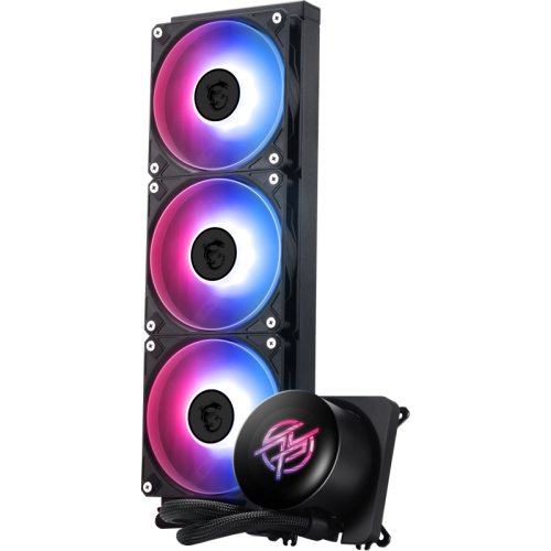 Система жидкостного охлаждения/ Water Cooling System MSI MPG CORELIQUID P13 360 (300W, 360mm, LED, Black, ARGB/ Fans: 3x120mm, 64.89CFM, 2050RPM/ Pump 20dBA, 3400RPM, Rad thickness 27mm/ S: 1851, 1700, AM5, AM4)