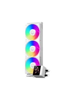 Система охлаждения/ Water Cooling System PCCooler DC360 Pro ARGB Display WH (310W, 360mm, LED, White, ARGB/ Fans: 3x120mm, 90.56CFM, 39.8dBA, 2500RPM/ Pump height 65mm, 15dBA, 2600RPM, Rad thickness 27mm/ S: 1851, 1700, 1200, 115X, AM5, AM4)
