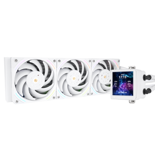 Система жидкостного охлаждения/ Water Cooling System Thermalright Frozen Vision 360 V2 (360mm, LED, White, ARGB/ Fans: 3x120mm, 69CFM, 27dBA, 2150RPM/ Pump height 60mm, 23dBA, 3000RPM, Rad thickness 27mm/ S: 1700, 1200, 1851, 115X, 2011, 2066, AM5, AM4)