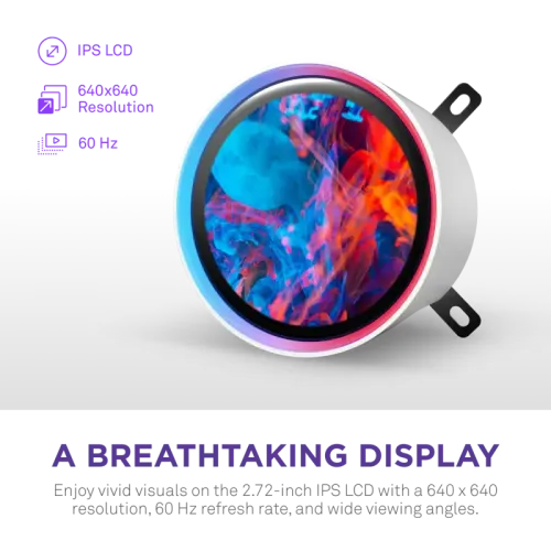 Система жидкостного охлаждения для ПК/ Water Cooling System NZXT Kraken Elite 420 RGB (350W, 420mm, LED temp., White/ Fans: 3x140mm, 98.61CFM, 34.5dBA, 2000RPM/ Pump height 65mm, 2800RPM, Rad thickness 27mm/ S: 1851, 1700, 1200, 115X, AM5, AM4)