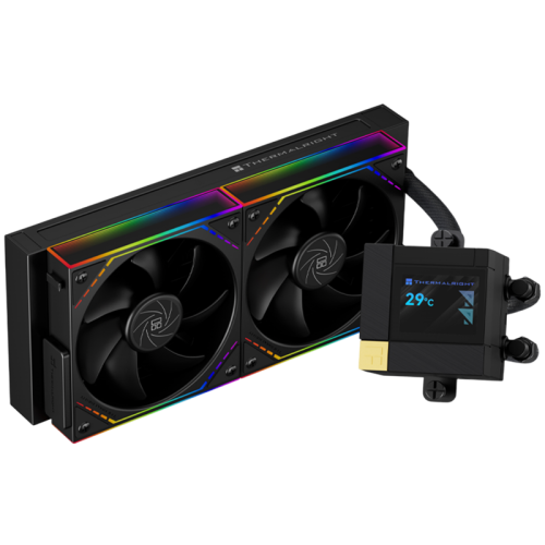 Система жидкостного охлаждения/ Water Cooling System Thermalright Core Matrix 240 Vision (240mm, LED, Black, ARGB/ Fans: 2x120mm, 68.9CFM, 28.2dBA, 2000RPM/ Pump height 64.4mm, Rad thickness 27mm/ S: 1700, 1200, 1851, 115X, AM5, AM4)