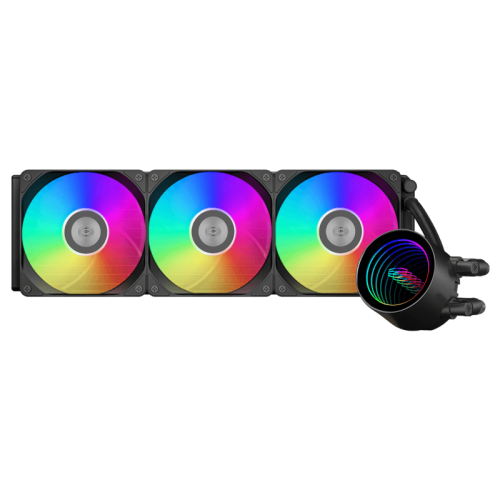 Система охлаждения/ Water Cooling System PCCooler DA360 V2 ARGB BK (300W, 360mm, Black, ARGB/ Fans: 3x120mm, 80.74FM, 36.5dBA, 2000RPM/ Pump height 54.3mm, 15dBA, 2600RPM, Rad thickness 27mm/ S: 1851, 1700, 1200, 115X, AM5, AM4)