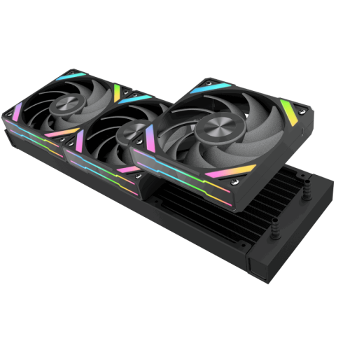 Водяное охлаждение для процессора/ Water Cooling System SAMA Q60 Black (360mm, LED temp., Black, ARGB/ Fans: 3x120mm, 86CFM, 30dBA, 2600RPM/ Pump height 64mm, 30dBA, 2800RPM, Rad thickness 27mm/ S: 1851, 1700, 1200, 20XX, 115X, AM5, AM4)