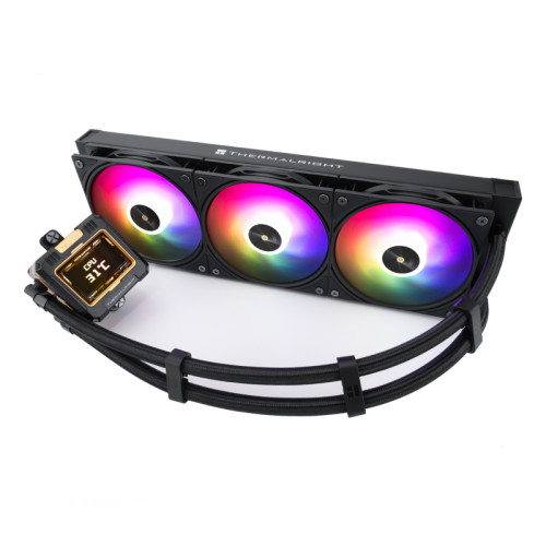 Водяное охлаждение для процессора Water Cooling System Thermalright Frozen Warframe 360 Black Argb (360mm, Black, ARGB/ Fans: 3x120mm, 70.84CFM, 29.8dBA, 2000RPM/ Pump height 60mm, 23dBA, 3000RPM, Rad thickness 27mm/ S: 1200, 1700, 1851, 2011, 2066, 115X,
